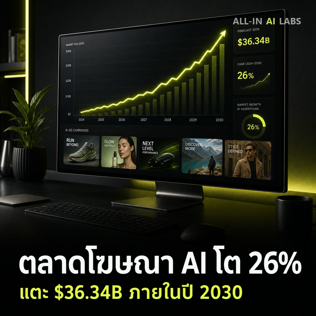Poster ข่าวตลาดโฆษณา AI โตปีละ 26%
