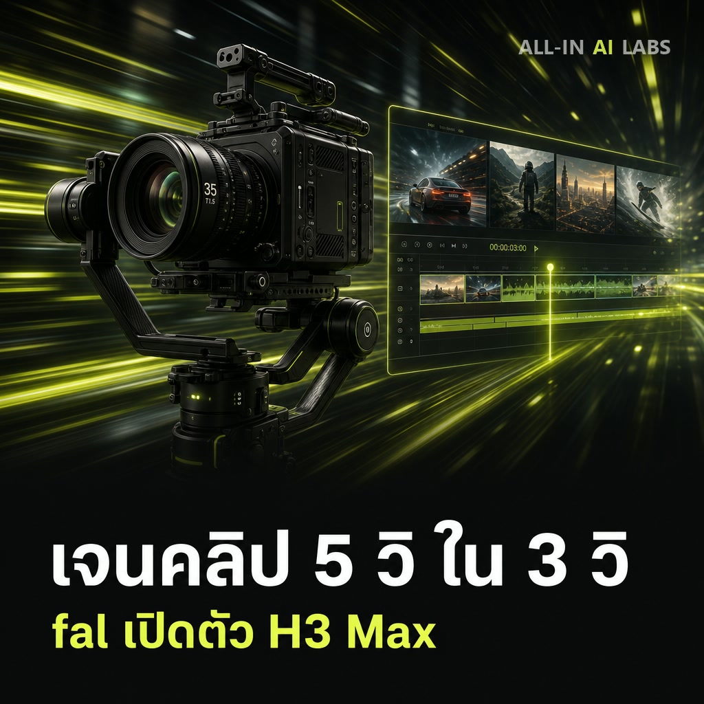 Poster ข่าว fal เปิดตัวโมเดลวิดีโอ AI H3 Max ที่เจนคลิปเร็วระดับเรียลไทม์