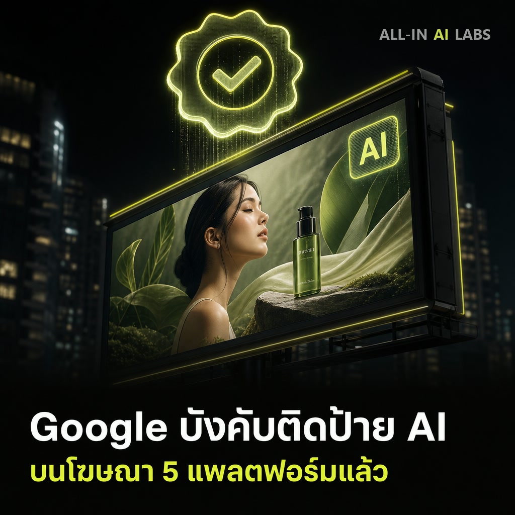 Poster ข่าว Google บังคับติดป้าย AI บนโฆษณา
