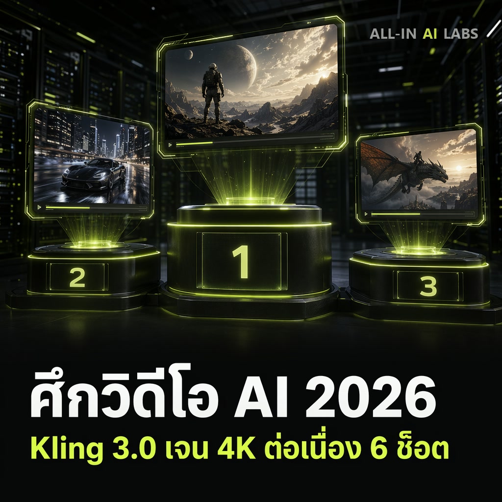 Poster ข่าวศึกชิงบัลลังก์วิดีโอ AI — Kling 3.0