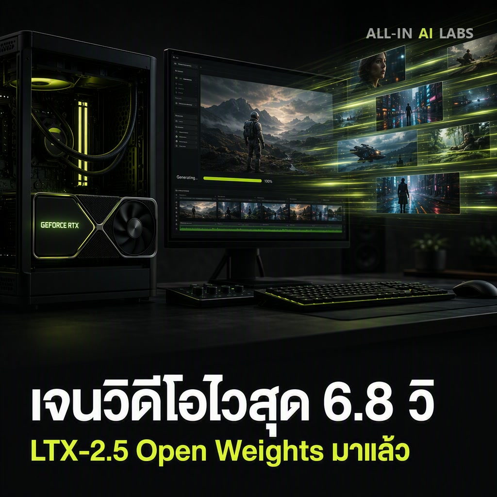 Poster ข่าว LTX-2.5 โมเดลวิดีโอ open weights เจนเร็วบน NVIDIA GB200