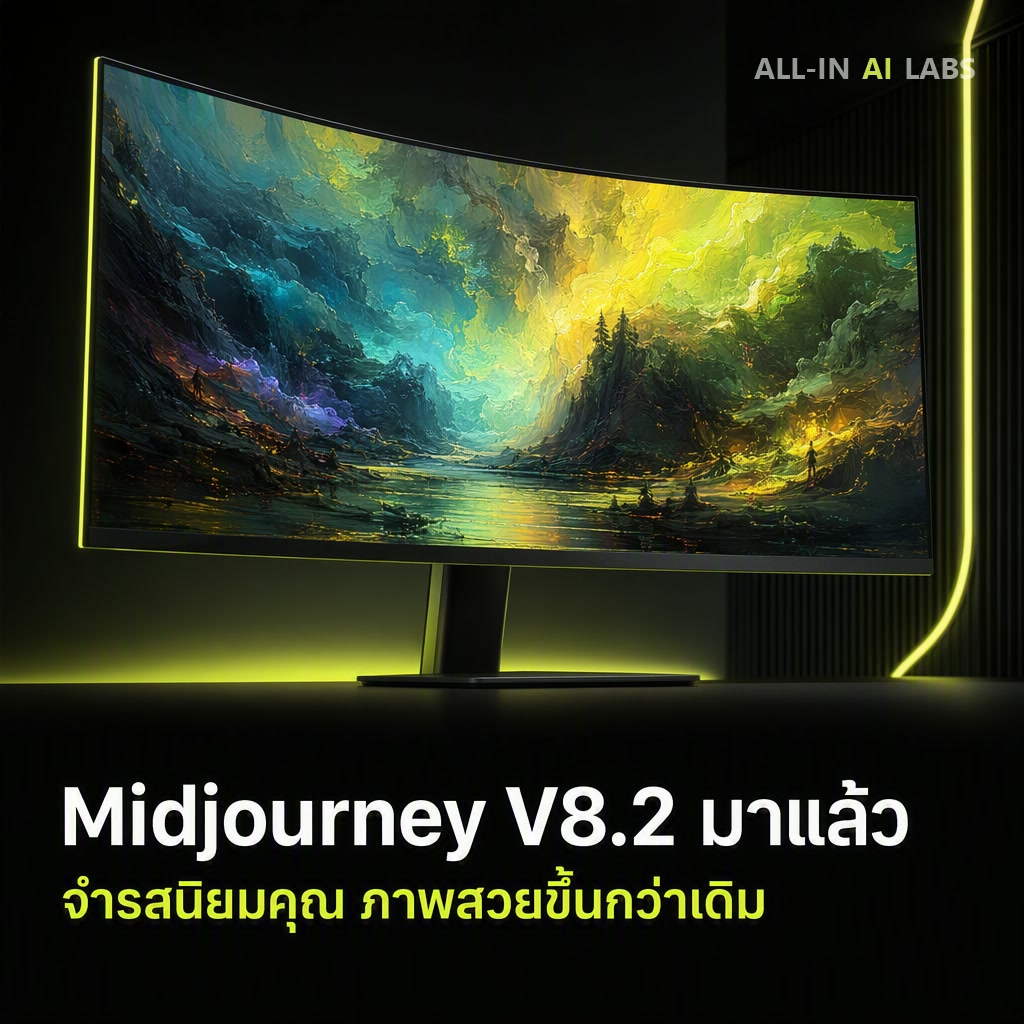 Poster ข่าว Midjourney V8.2 ขึ้นเป็นโมเดลหลัก