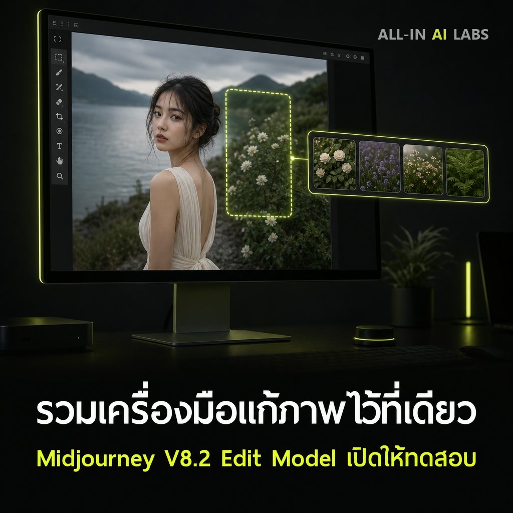 Poster ข่าว Midjourney เปิดให้ทดสอบ V8.2 Edit Model เครื่องมือแก้ภาพรวมทุกฟีเจอร์