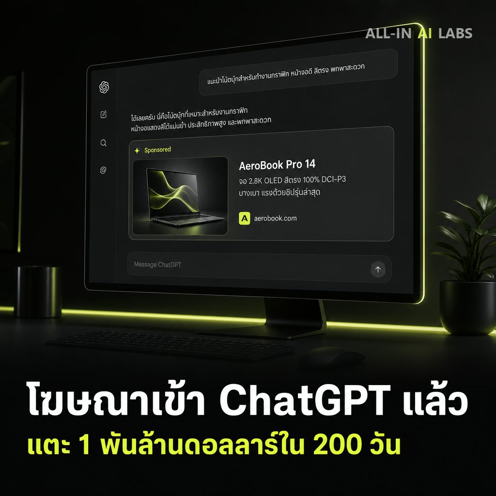 Poster ข่าว ChatGPT Ads ของ OpenAI ทำรายได้ annualized run rate แตะ 1 พันล้านดอลลาร์