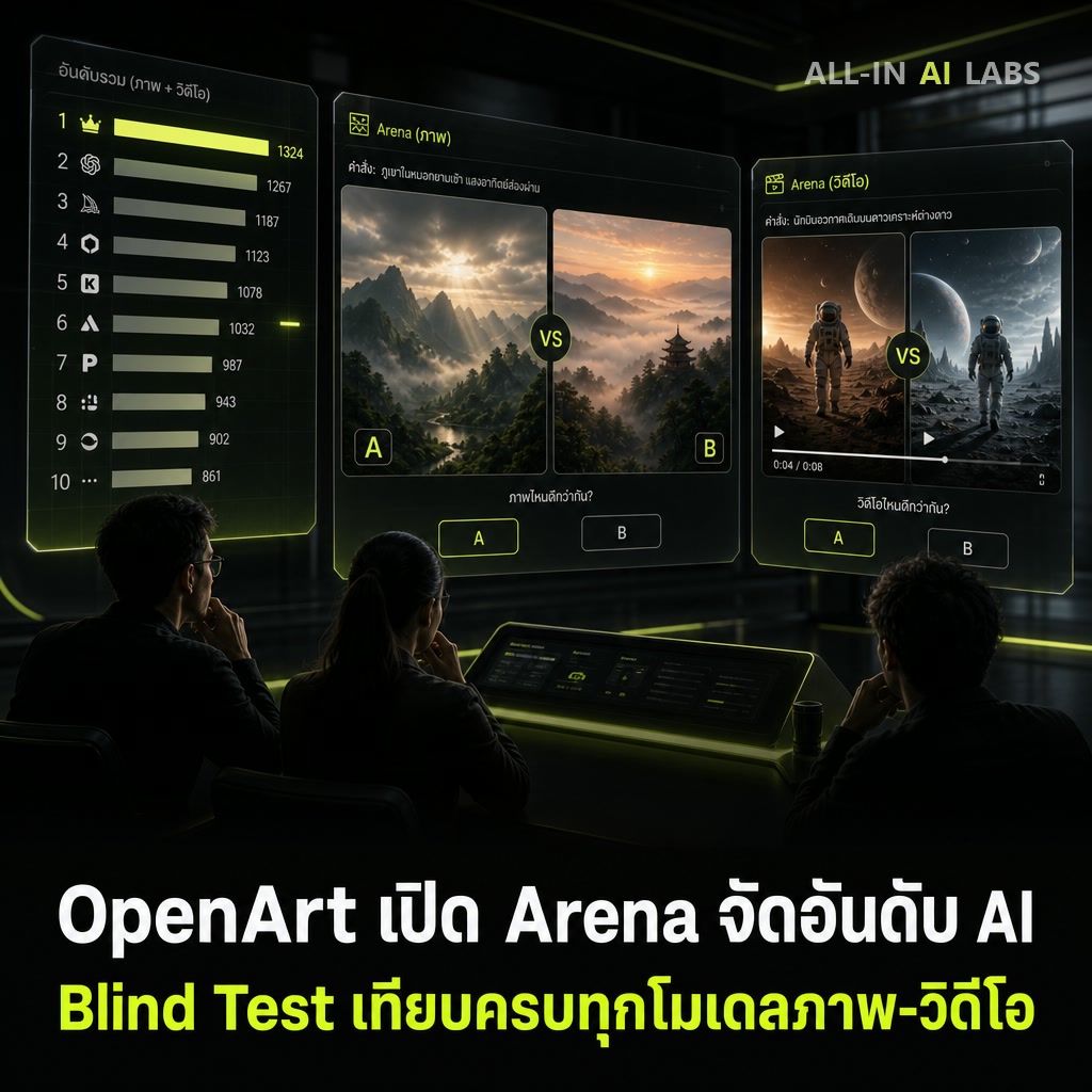Poster ข่าว OpenArt Arena กระดานจัดอันดับโมเดล AI ภาพและวิดีโอ